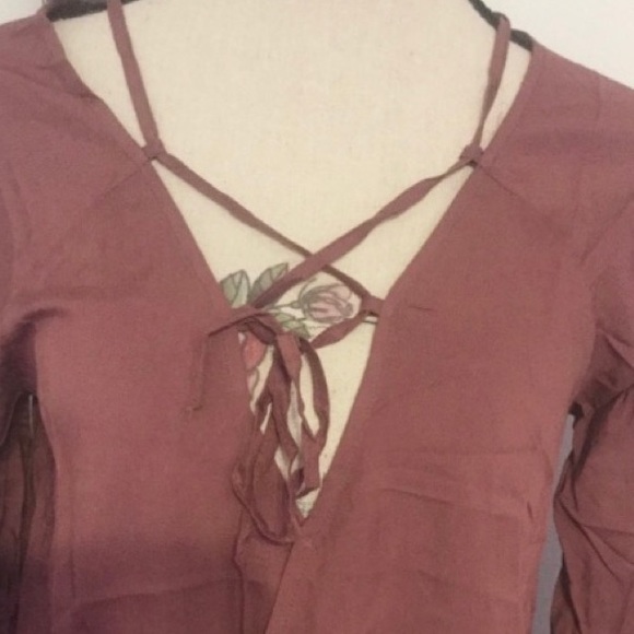 ❌DONATED❌Brick Mauve Tie Front Surplice Tunic Top - Picture 8 of 12